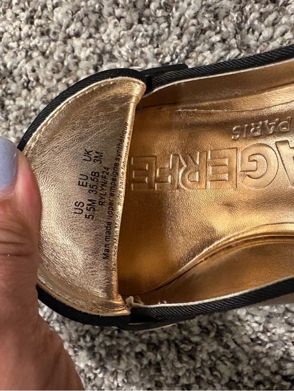 Karl Lagerfeld Metallic Gold Leather Penny Loafers with Medallion - Picture 4 of 5